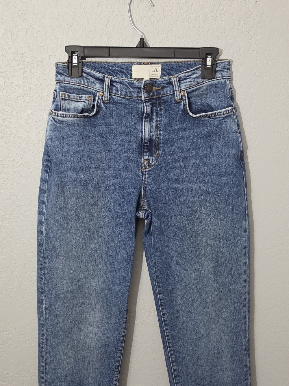 Current/Elliott High-Rise Relaxed Fit Jeans Medium Wash Raw Hem Womens 24 - Picture 2 of 8